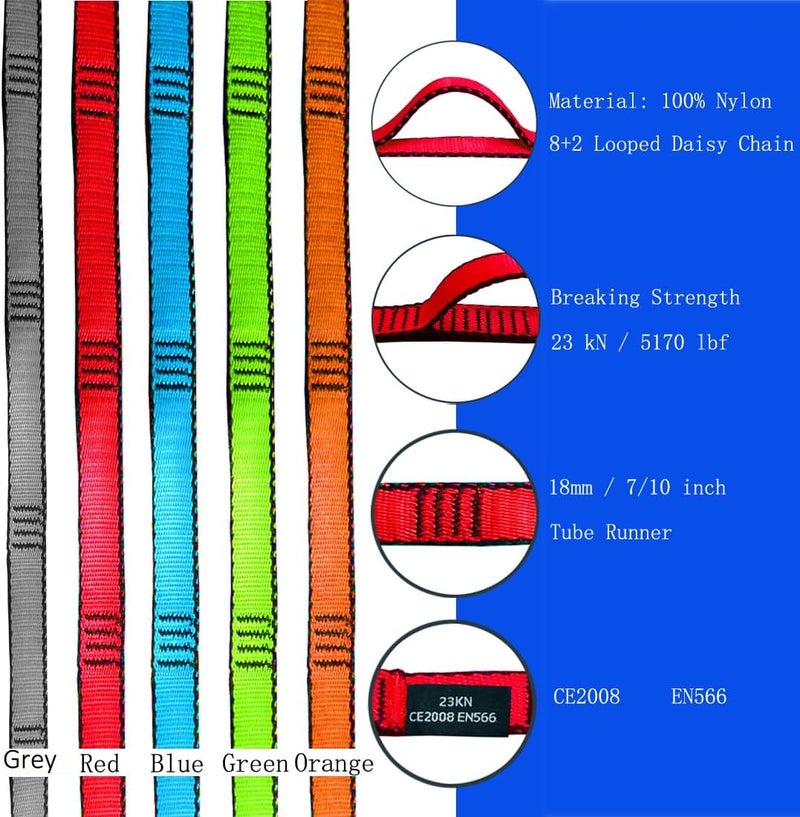 CAPARK 53 Inches Nylon Daisy Chains Rope Climbing Lanyard Straps Looped Strong Slings 23 kN Aerial Yoga Webbing - Image 4